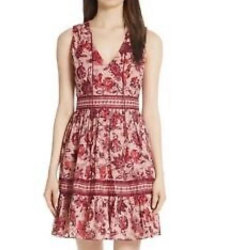Kate Spade New York Sleeveless Paisley Blossom Dress Conch Shell Womens Sz 6